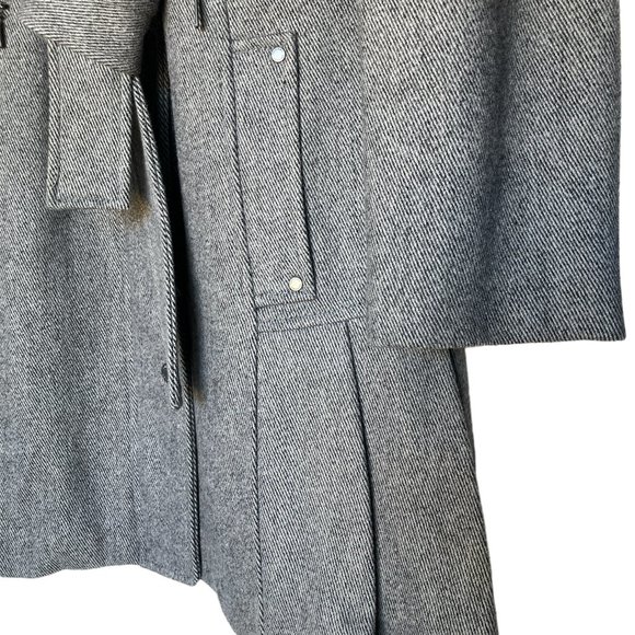 Calvin Klein Women Medium Pleated Skirt Bottom Wool Peacoat Belted Pocket Collar - Picture 6 of 14
